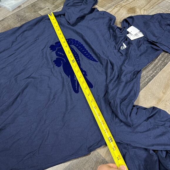 Lacoste Hoodie Mens 2XL Sleepwear Embossed Croc Logo Navy Blue Pullover Lounge - Picture 5 of 14